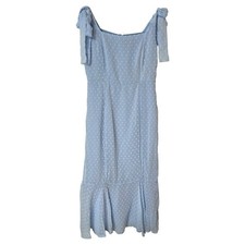 NWT Lulus Bimini Periwinkle Blue Swiss Dot Tie-Strap Midi Dress Size Small