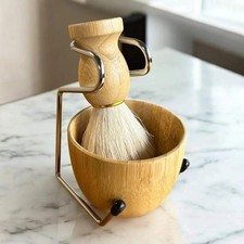 Bamboo Shaving Bowl Brush Set