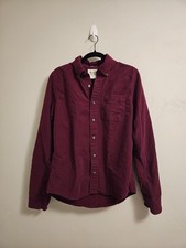 Abercrombie  Fitch Men's Red Button-Down Shirt, Size M Muscle Long Sleeve