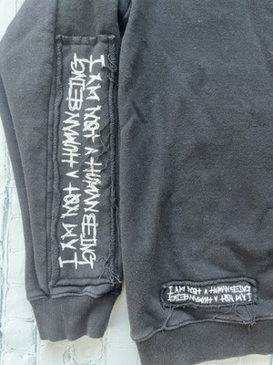 I Am Not A Human Being Black Korean Sweatshirt Med Stitched Patch Embroidery Men