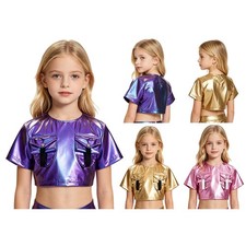 Kids Girls Crop Top Photoshoot Tank Cropped Outerwear Hip Hop Rave Dance Disco