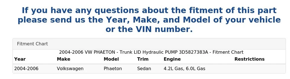 VW PHAETON 2004-2006 - Tapa maletero bomba hidráulica 3D5827383A Foto 4 de 4