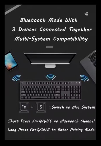 kuromi Mechanical Keyboard 2.4 gram Wireless Bluetooth Wired Mode BLACK - 第 4/5 張圖片