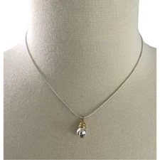 Napier Silver Tone Gold Pendant Necklace dainty vintage 