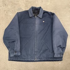 VINTAGE DICKIES EISENHOWER WORK QUILTED LINED FULL ZIP FADED JACKET NAVY 2XL