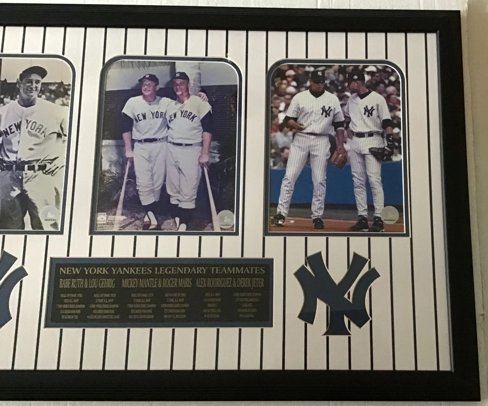 Collage de fotos enmarcadas de compañeros de equipo legendarios de los Yankees de Nueva York Ruth Jeter Foto 3 de 4