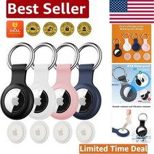 Secure 4-Pack Waterproof AirTag Holder Cases - Stylish Silicone Keyrings for All