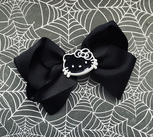 Halloween Gothic Ms Kitten Cat Toddler Child Hair Clip Goth Ghoul - Picture 2 of 2