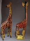 LOT OF 5 PAINTED CARVED WOOD & BRASS & JOINTED DECORATIVE GIRAFFE SCULPTURES NR — photo 9