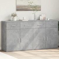 Sideboard 2Er Set Betongrau 79X38X80 Cm Holzwerkstoff Wohnzimmer