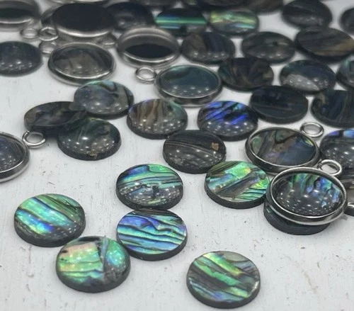 Real Paua Abalone Shell Cabochons, Bezels Earrings & more DIY JEWELRY MAKING Kit image 6