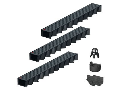 (98.30 /1m) 3x1m ACO Hexaline Entwässerungsrinne Rost Stahl verz. anthrazit Abla