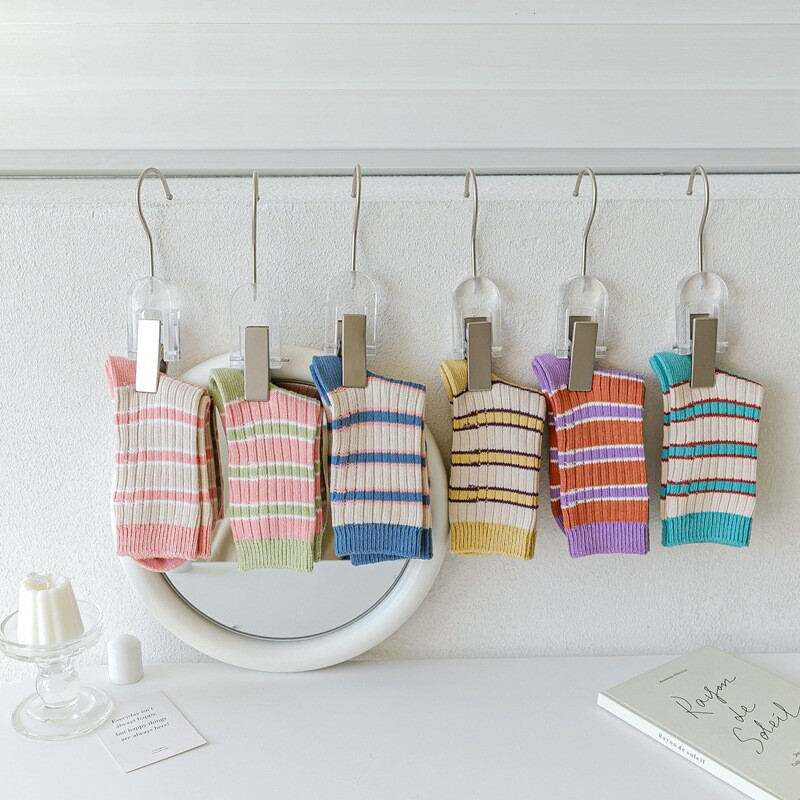 NEW Womens Ladys Cotton Socks Lot Warm Colorful Striped Casual Dress Crew Socks