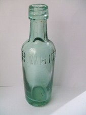 (R) Vintage Aqua coloured R White Lemonade / Mineral Water ? Bottle