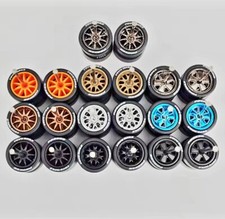 10 Sets TOYO White Lettered 11mm Rims  Real Rider Rubber Tires 1/64 Hot Wheels