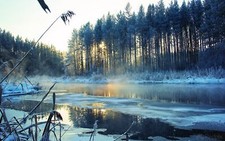 Landscape winter nature cold outdoors snow water Custom Gaming Mat Desk