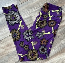 OS Jack O  Glow In The Dark Skelton Halloween Purple LuLaRoe Leggings