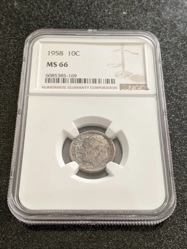 1958 Roosevelt Silver Dime NGC MS-66
