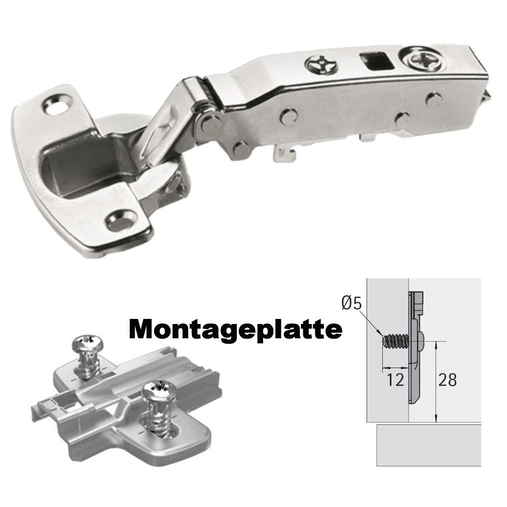 Hettich Sensys 8645i TH52 Küchenscharnier Softclose Topfband  