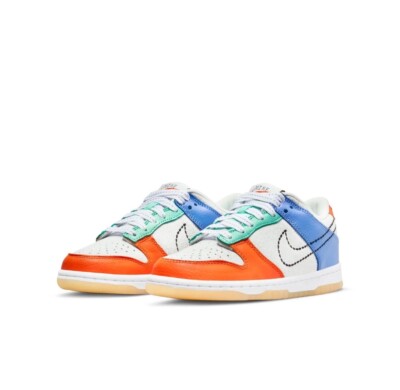 Nike Dunk LowGS White/Safety Orange/ Green Glow/Black Size 7 W Style DX3363-100