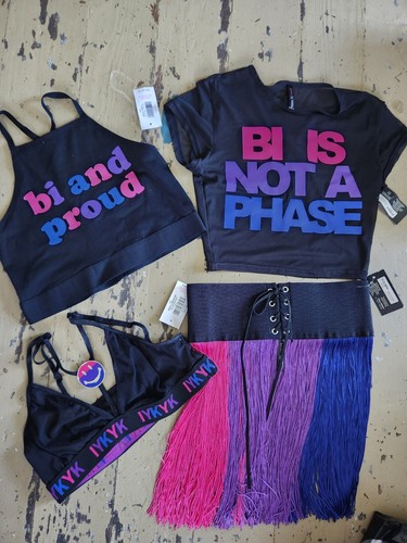 Women's Small Bi Pride 4 Piece Festival Outfit Set