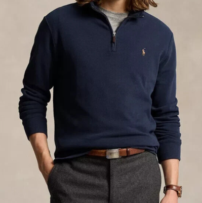 Polo Ralph Lauren Men's Big Tall 1/4 Zip Estate Ribbed Horse