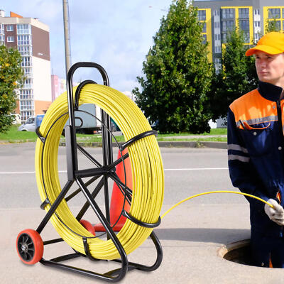 426FT 3/10inch Fish Tape Puller Fiberglass Wire Cable Running Duct Rodder Yellow