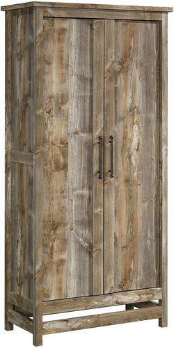 Rustic Brown Storage Cabinet Shelving Cubbies Pantry Organizer Utility ...