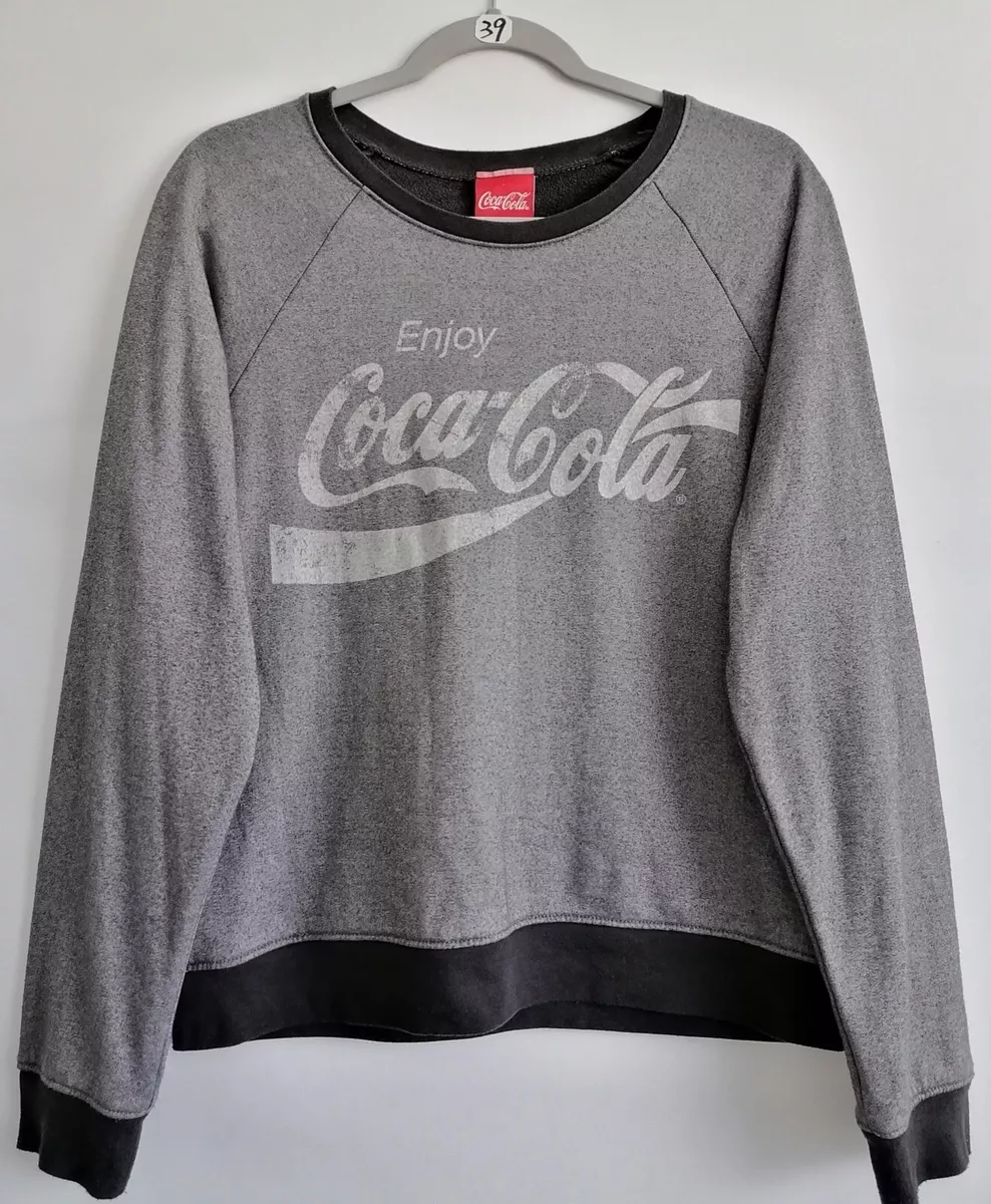 Coca-Cola Womens Brown Taupe Crew Neck Sweatshirt Long Sleeve Size