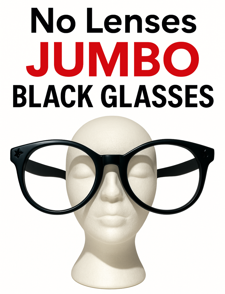 Jumbo Comedy Glasses No Lenses JUMBO BLACK EYE FRAME GLASSES BIG