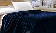 Sunbeam Channeled Soft Microplush Electric Heated Warming Blanket Full Blue Wash