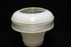 VINTAGE ART DECO STYLE MILK and CLEAR GLASS LAMP SHADE 4 IN FITTER #DC