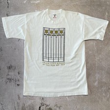 Vintage Frank Lloyd Wright T-Shirt M/L Oak Park Home Stained Glass Art Tee