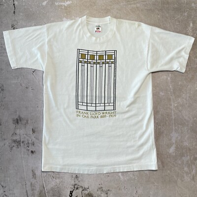 Vintage Frank Lloyd Wright T-Shirt (M/L) Oak Park Home Stained