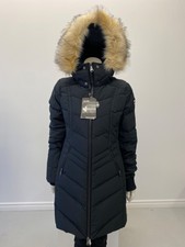 Pajar Womens January Quilted Puffer Black / Crystal Faux Fur Size S Nwt