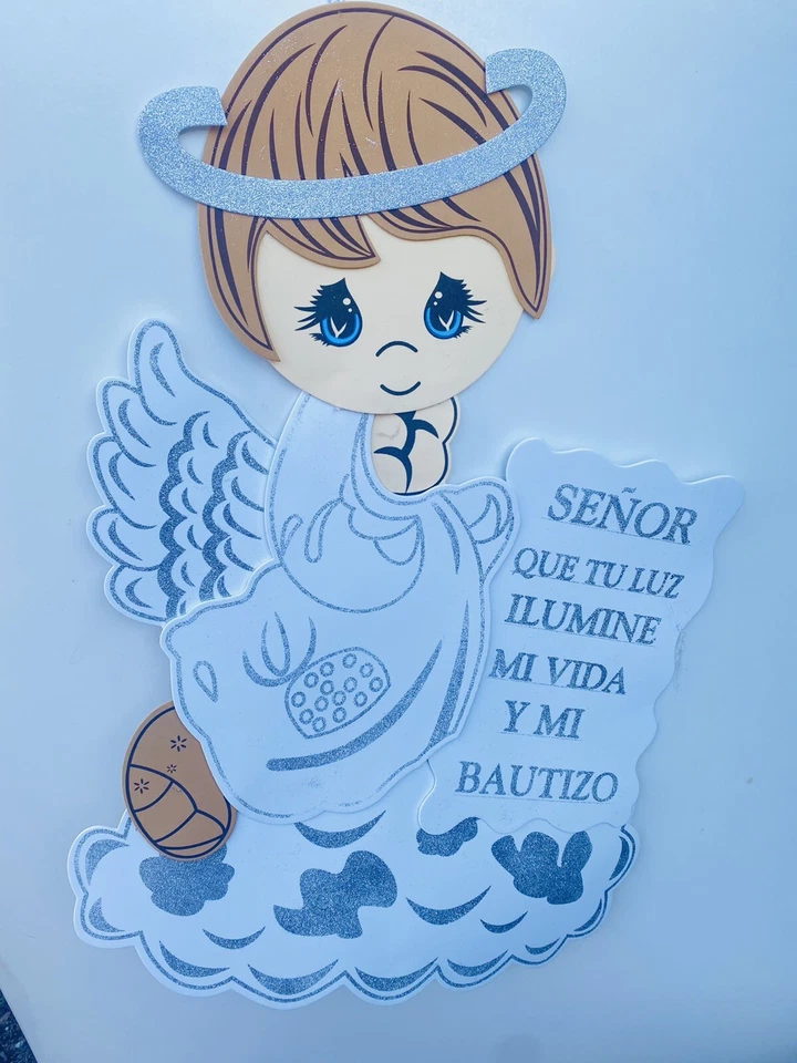 Banner de Bautizo NIÑOS Mi Bautizo Decoración de Pared Blanco/Plateado Banner Bautizo GRANDE Foto 2 de 4