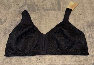 Wingslove Bra Wireless Front Close Soft Cup Black Size 42D New