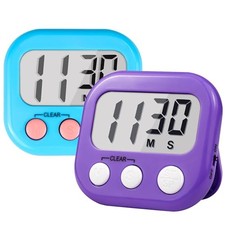 Timer for Kids Digital Kitchen Timers for Cooking- 2 Pack 1 Blue Purple