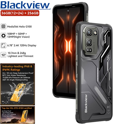 Global Blackview FORT 5 4G LTE Slim Rugged Phone Android 16 Builder Mobile 256GB