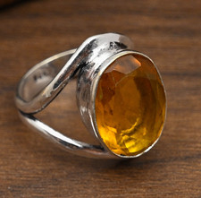 AAA Honey Topaz Gemstone Handmade 925 Sterling Silver Ring Jewelry