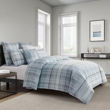 Peyton Blue Cotton Full/Queen 3 Pc. Duvet Cover Set