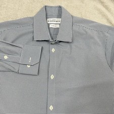 Mizzen Main Shirt Mens XL Trim Fit Blue Check Performance Stretch