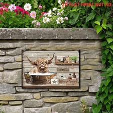 Highland Cow Bath Hello Sweet Cheeks Metal Sign Funny Farmhouse Bathroom Decor