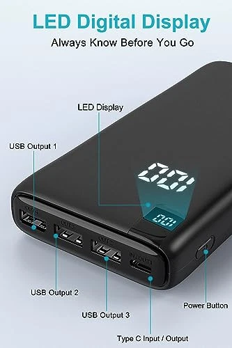 Power Bank 26800mAh Portable Charger, High Capacity Phone Charger Black