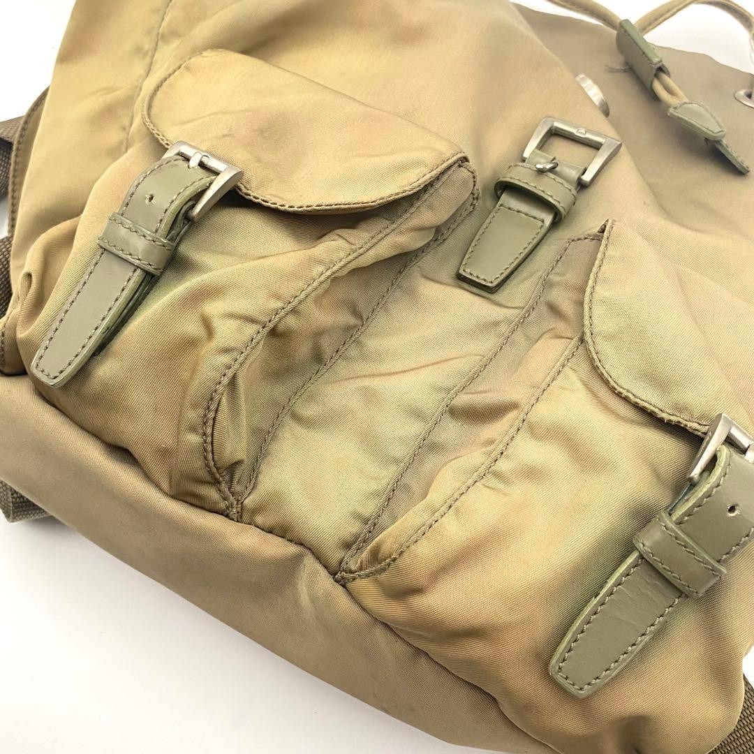 Prada Nylon Backpack Triangular Logo Khaki Men Wo… - image 12