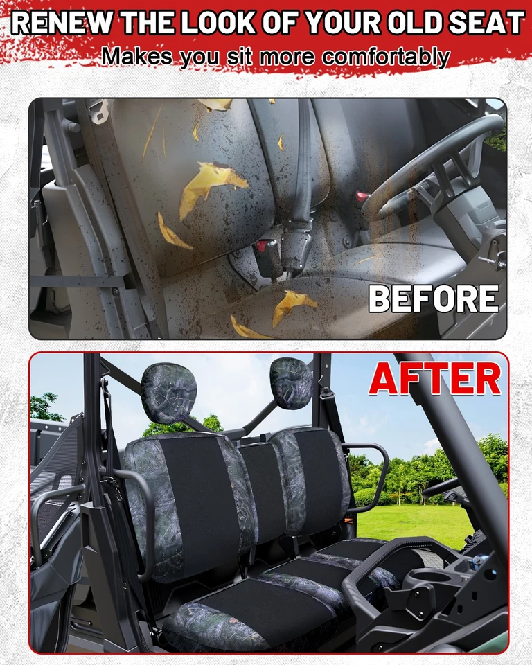 Split Bench Seat Covers For Can Am Defender DPS MAX HD5 HD9 HD10 HD8 2016-2025 Foto 3 de 4