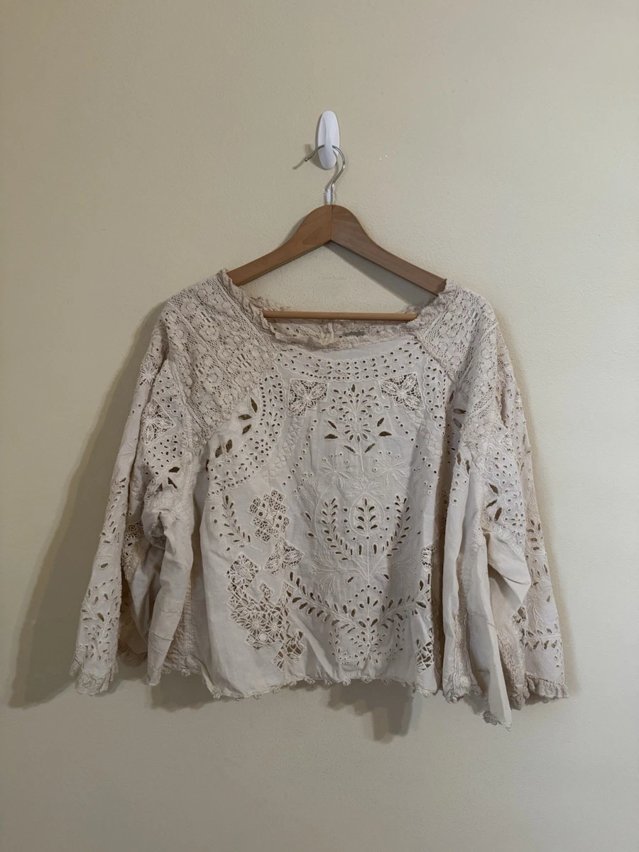 Magnolia Pearl New Eyelet Adelise Blouse Antique White One Size | eBay