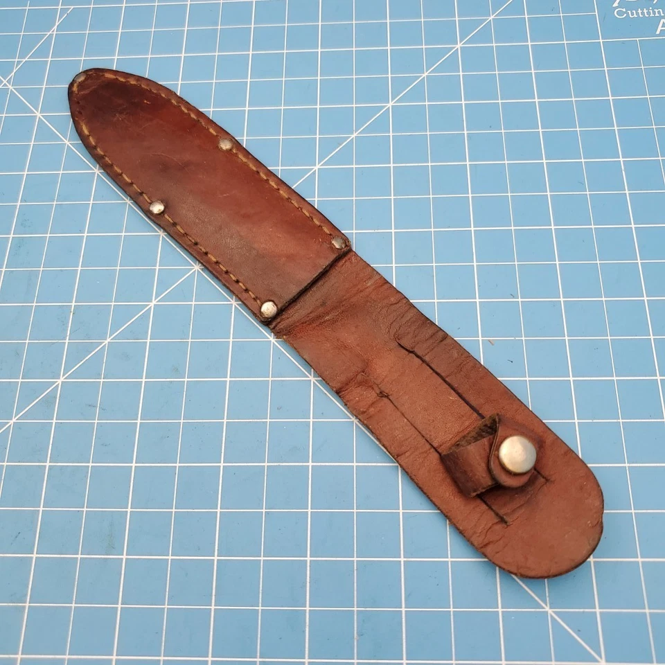 Vintage Fixed Blade Knife Sheath Brown Leather Belt Pouch Case 9"x 4.5"  - Image 2 of 4