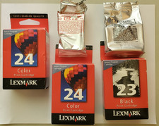 Genuine Lexmark 24 Color Ink Cartridges 2 , Lexmark 23 Black ink Cartridge 1 