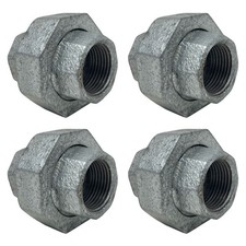 3/4" Galvanized Malleable Iron Union, FNPT Thread 4 Pack 